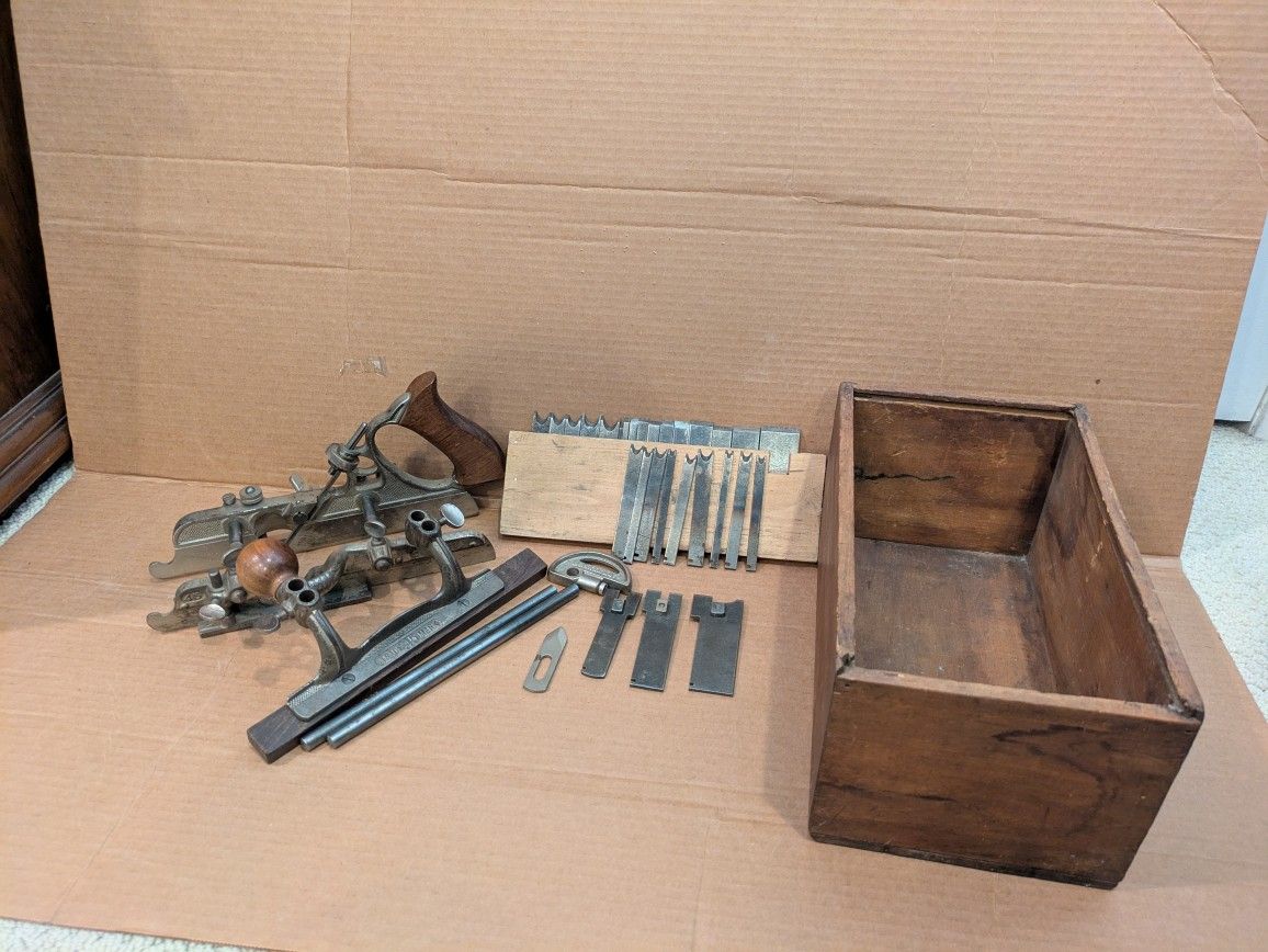 Antique - Stanley No. 45 Plane w/Cutters & More