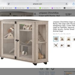 unipaws Chinchillas Cage with Ramp, Rat Cage with House, Hedgehog Cage, Critter