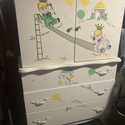 Hand Painted Crib And Baby Chest