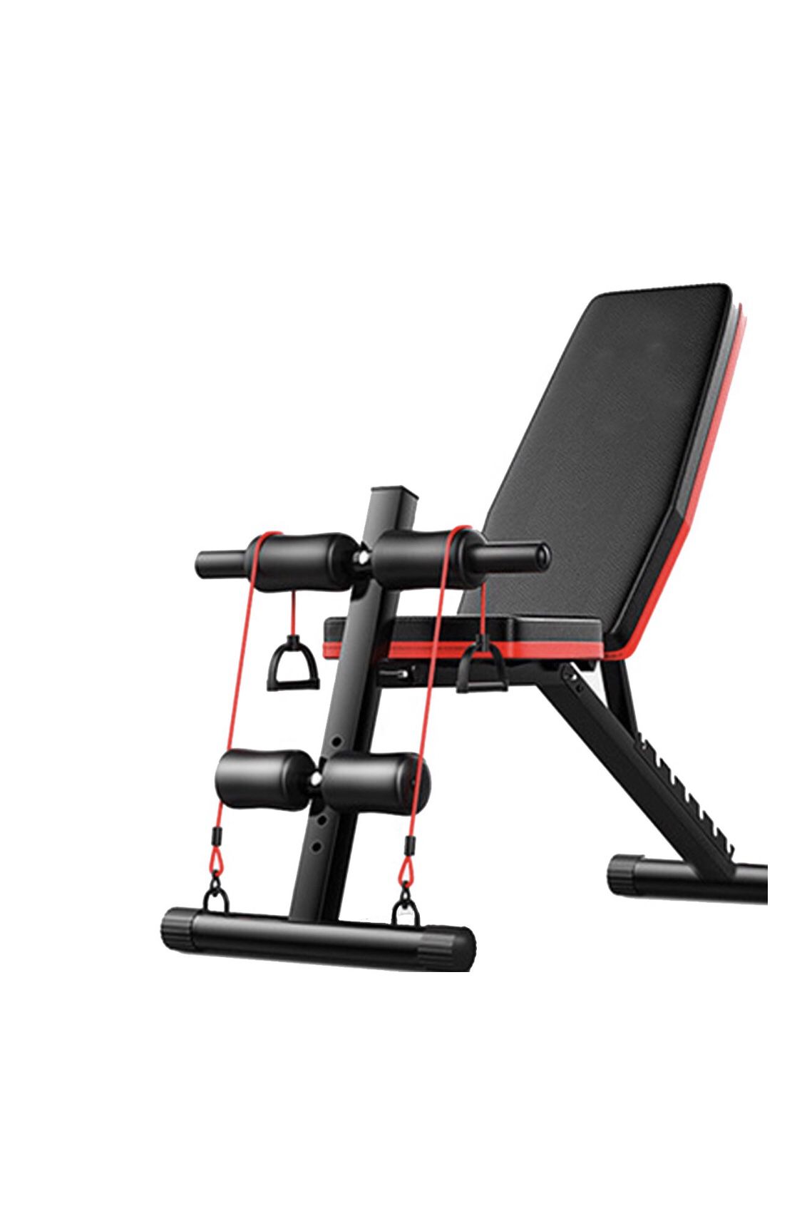 Adjustable Weight Bench w/ Auxiliary Rope Puller,Foldable Sit Up Bench Trainer Supine Board