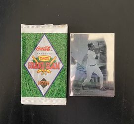 3 - Denny’s Hologram Baseball Cards w/ Wrappers & 1 Unopened Topps Two Pack