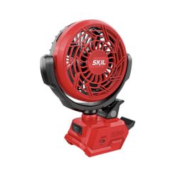SKIL 4-in 12 - Volt 2 -Speed Indoor/Outdoor Red Personal Fan