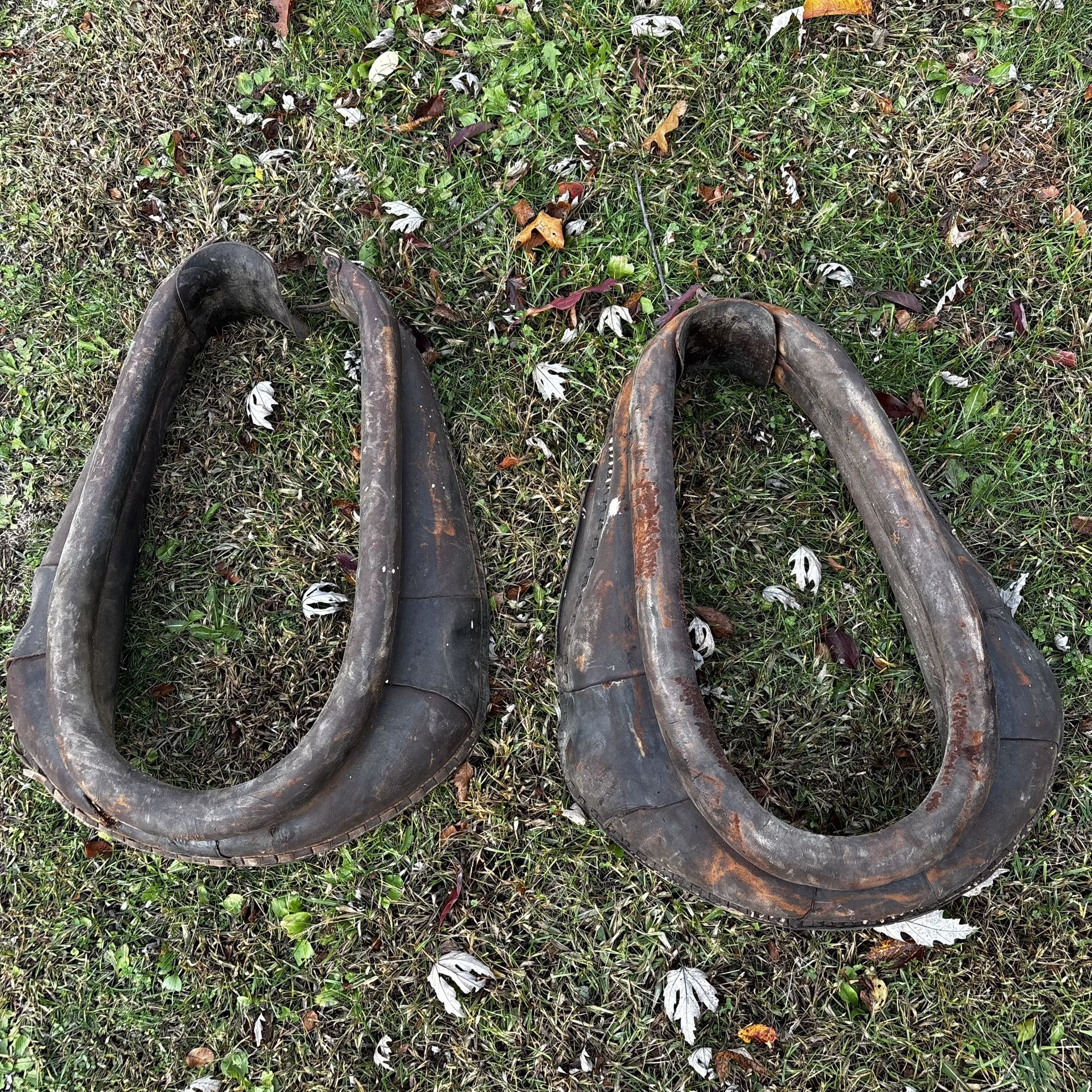 Antique Horse Collars Pair of Leather Draft Horse Harness Collars Metal Harness