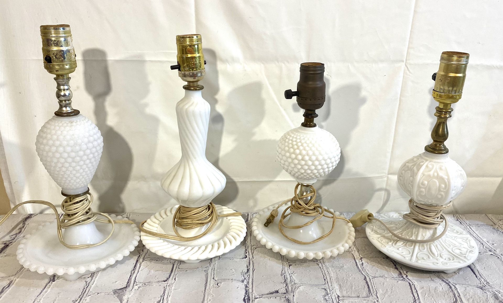 Milk glass vintage lamps