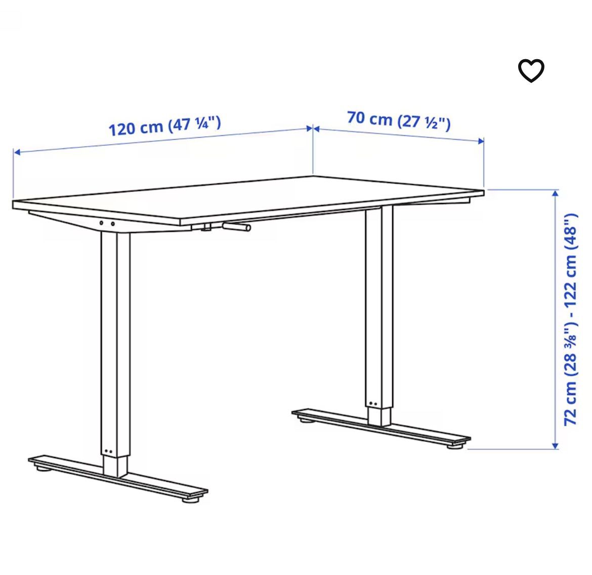 Desk 47x27 Inches. Standing Or Sitting