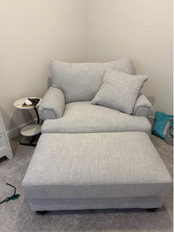 Gorgeous overstuffed chair and a half and ottoman