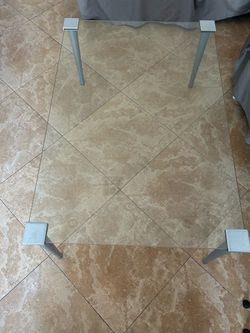 Glass Top Coffee Table with Metal Legs