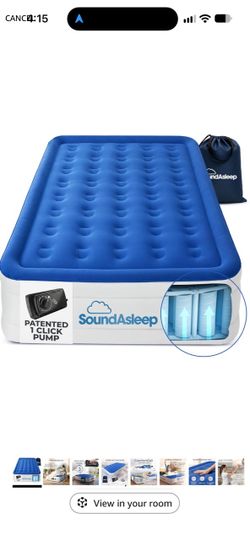 SoundASleep Dream Series Raised Queen Size, air mattress, built-in pump, blue color