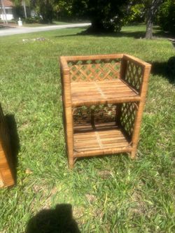 Rattan Wicker Two-Tier Side Table