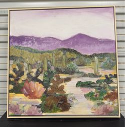 Framed Desert Landscape Canvas Wall Art – 24” x 24”