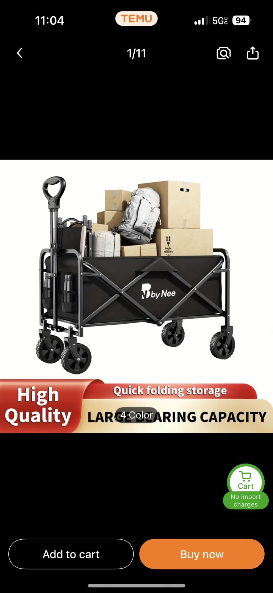 [Heavy Duty Folding Wagon] 220 Lbs Heavy Duty Collapsible Folding Wagon Cart |
