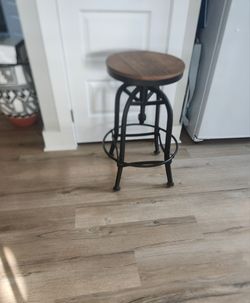 Adjustable Swivel Stool/Reclaimed Wood & Iron