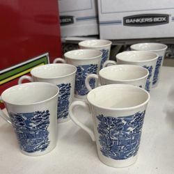 Staffordshire Liberty Blue Mugs And Tea Cups