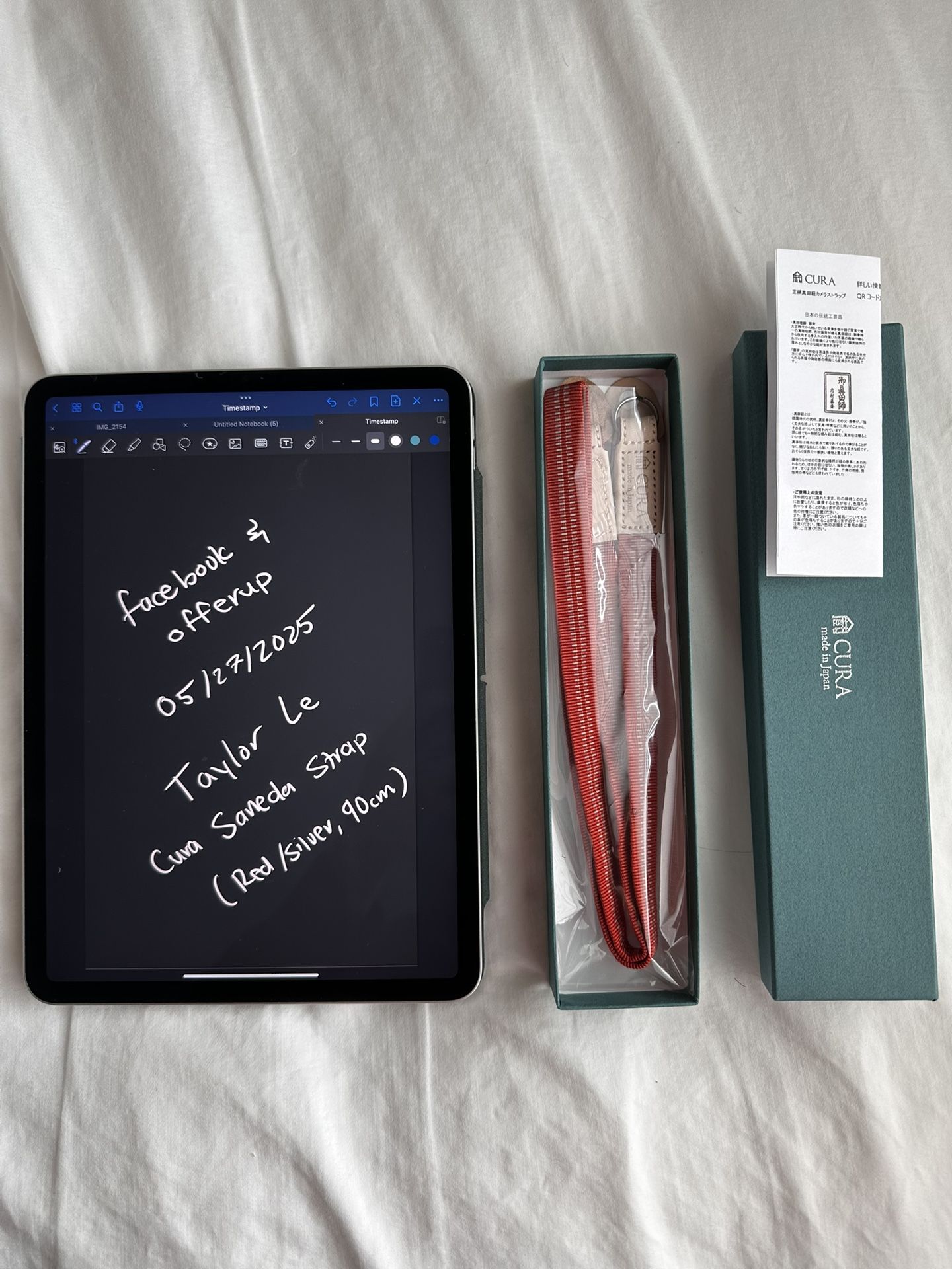 Cura Saneda Handmade Camera Strap (Red/Silver, 90cm)
