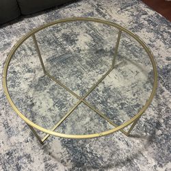 36” Coffee Table with X base - Glass/Gold