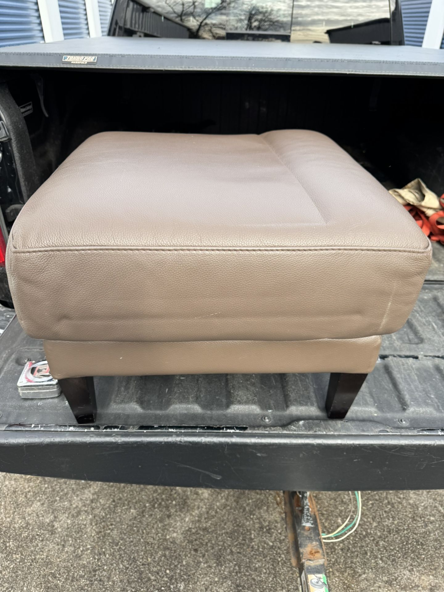 Brown Faux Leather Ottoman 24” wide 24” deep 16” tall