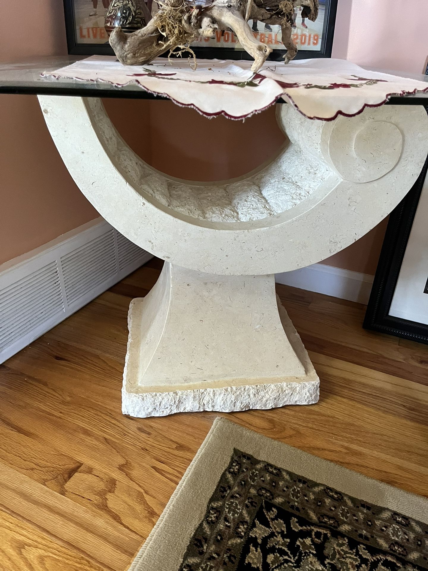 4 Tables - Seashell Beach Glass Top Side Table Coffee Table