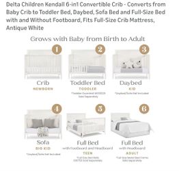 Delta 6 in 1 Crib + Graco matress + 2 sets of sheets