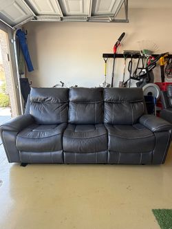 Beautiful Dark Grey Leather Couch