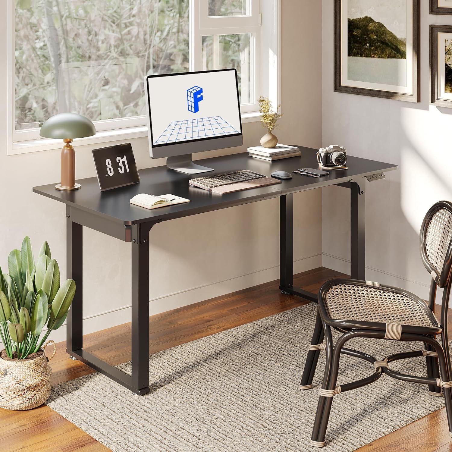 FLEXISPOT Dual Motors 4 Legs Standing Desk 63 x 30 Inch Adjustable Height Desk with Splice Board Home Office Computer Workstation Electric Sit Stand u