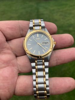 Vintage Seiko 7N43-6A09 Men's Watch Day Date Two Tone