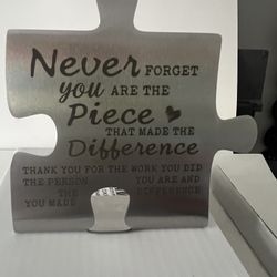puzzle piece-shaped appreciation gift or keepsake. 