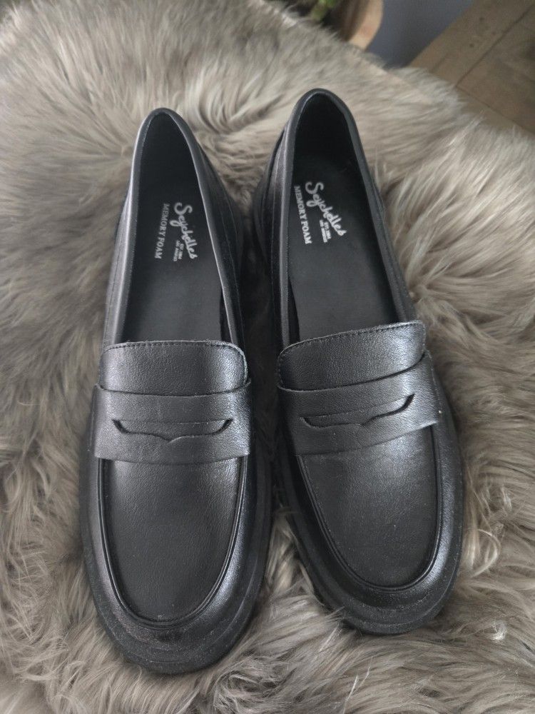 Seychelles Blk Chunky Loafers