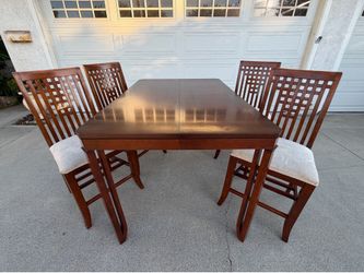 Solid Wood Counter-Height Dining Set with Leaf