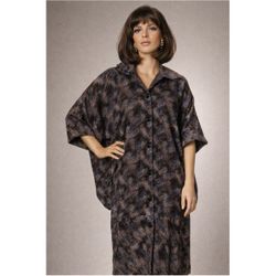 80s Vintage PARO Slate Brown Button Up Batwing Dropped Waist Cocoon Dress S M