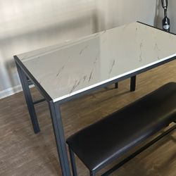Faux White Marble Dining table 