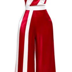 Red & White Holiday Jumpsuit