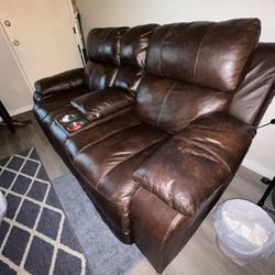 Brown Leather Recliner couch 