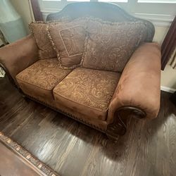 Loveseat, Chair, Table, And Cabinet For Sale