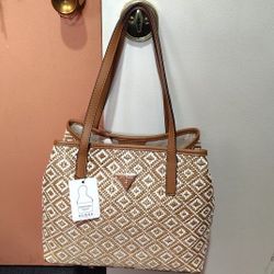 Guess Cognac Woven Tote