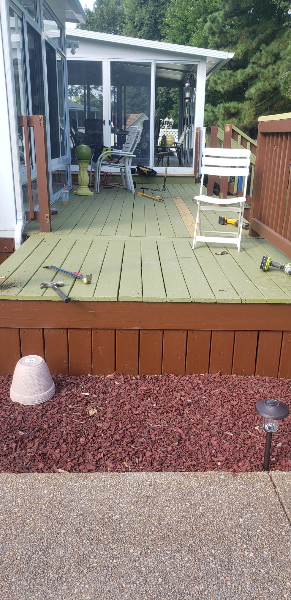 2×6 salt treated deck boards and hand rails