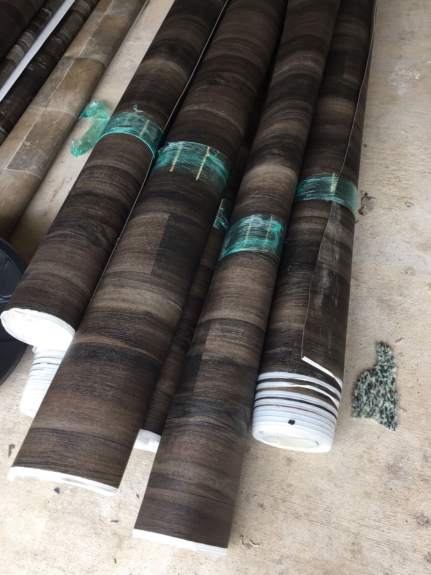 Rolls of vinyl flooring