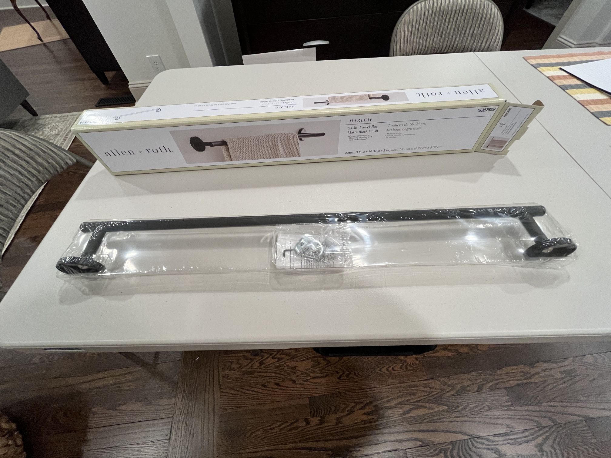 24-in Matte Black Wall mount Single Towel Bar