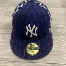 New York Yankees Vintage Blue Pin Striped New Era 59 FIFTY Hat (Size: 7 5/8)