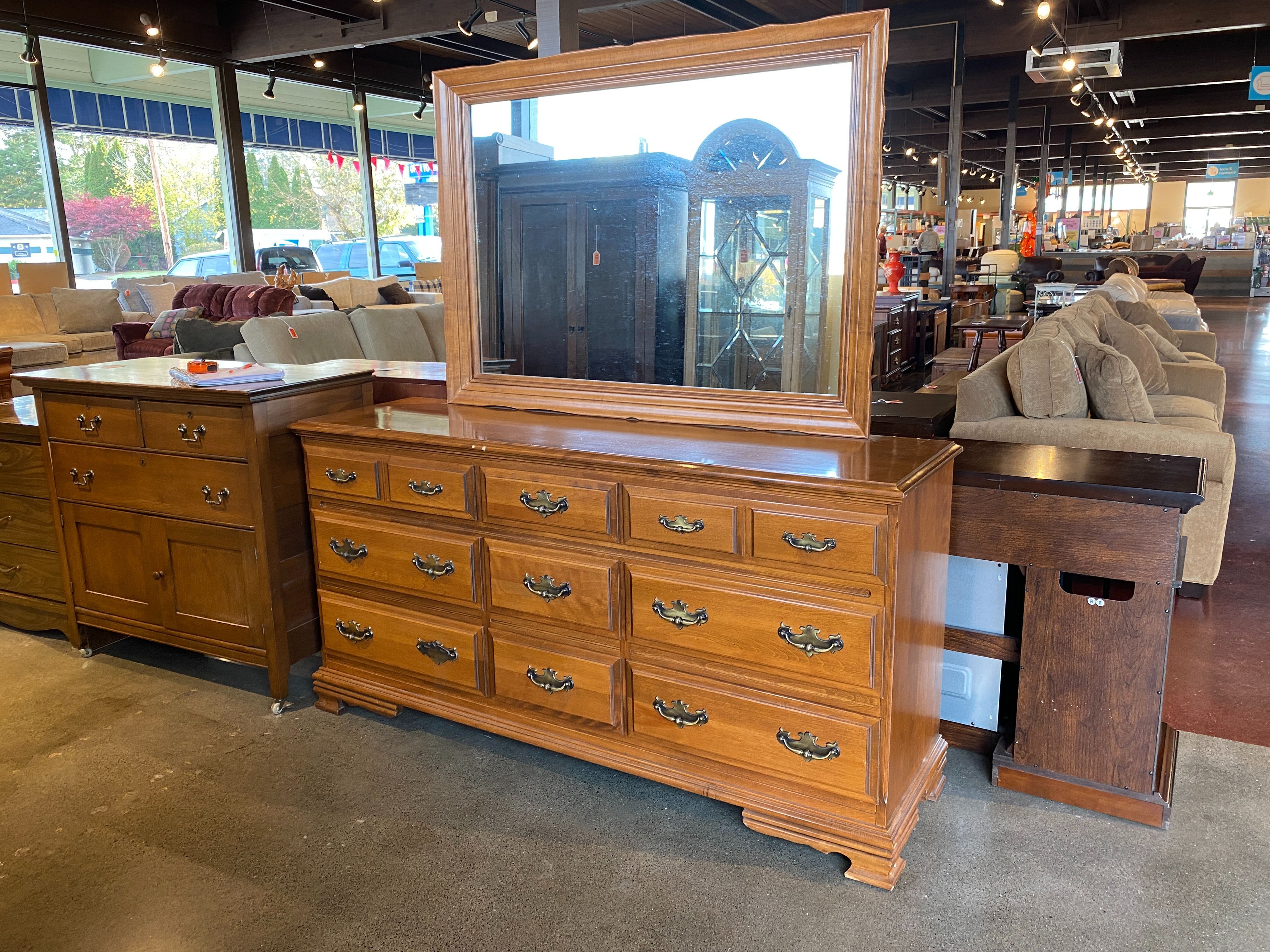 Doublewide Dresser w/ Hanging Hardware & Mirror