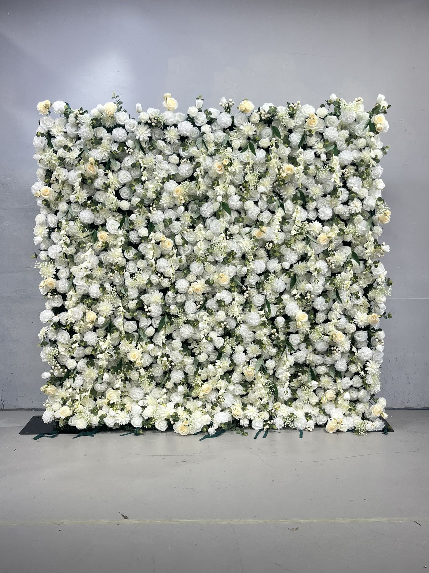 8ft x 8ft White Ivory Rose Flower Wall Backdrop: Wedding Ceremony Decor