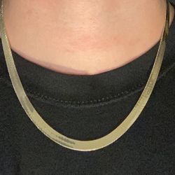 Gold Chain Herringbone Necklace 20in 6mm
