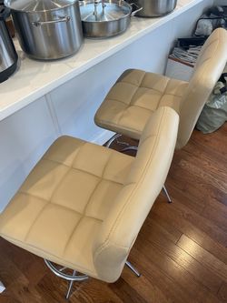 Beige leather high/bar chairs