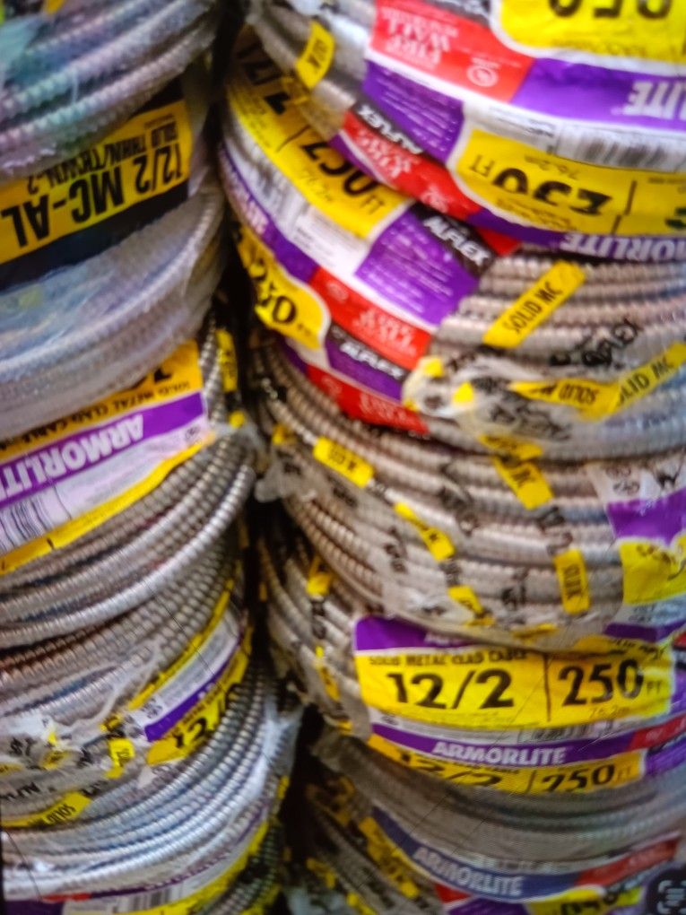 New MC Metal Clad Cable 12/2 250ft $180 Each Roll