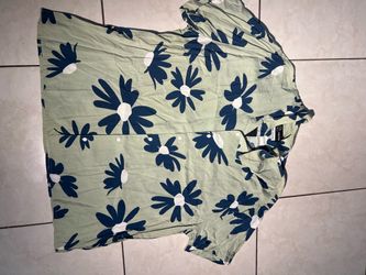 Men Floral Button-Up Short Sleeve Shirt