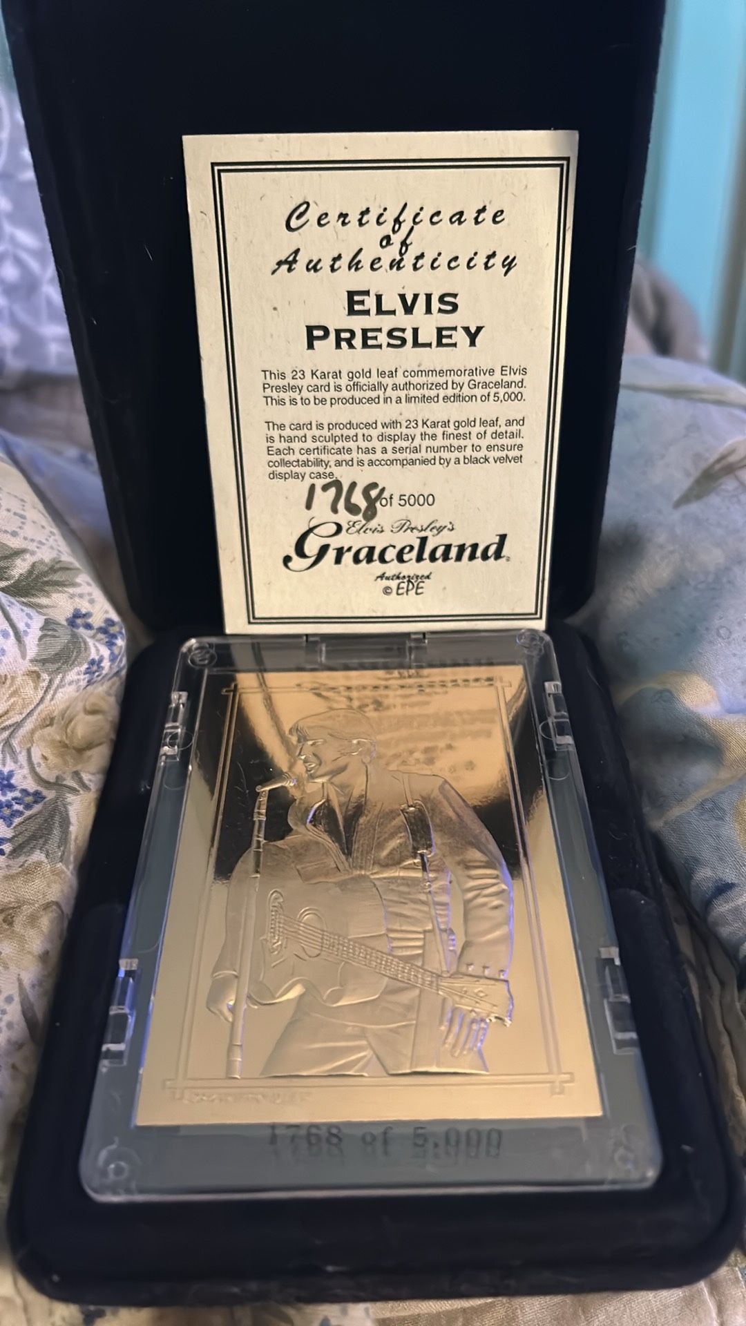 23kt Gold Elvis Presley Card 1768 of 5000 Made With Certificate Of authenticity
