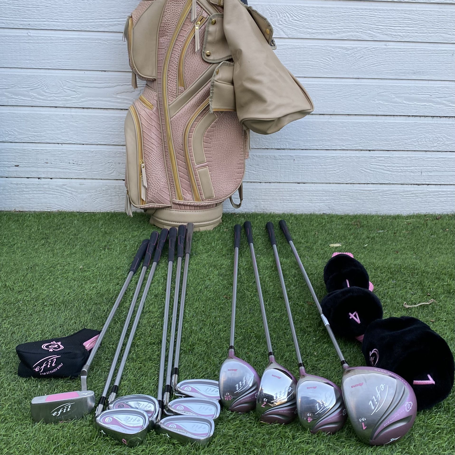 Women’s Mizuno Efil Pink Golf Set With Leather Golf Bag