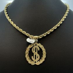 Gold Chain & Pedant Solid New 