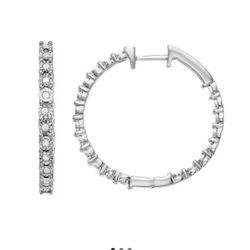 1/4 Cttw Diamond Hoops Silver