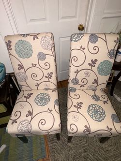 Set of 2 Floral Upholstered Accent Chairs