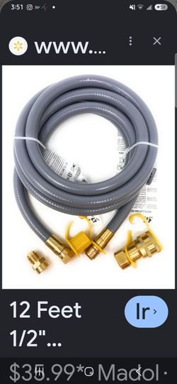 12 ft 1/2"ID natural gas Hose With Quick Connect for weber grill pizza over